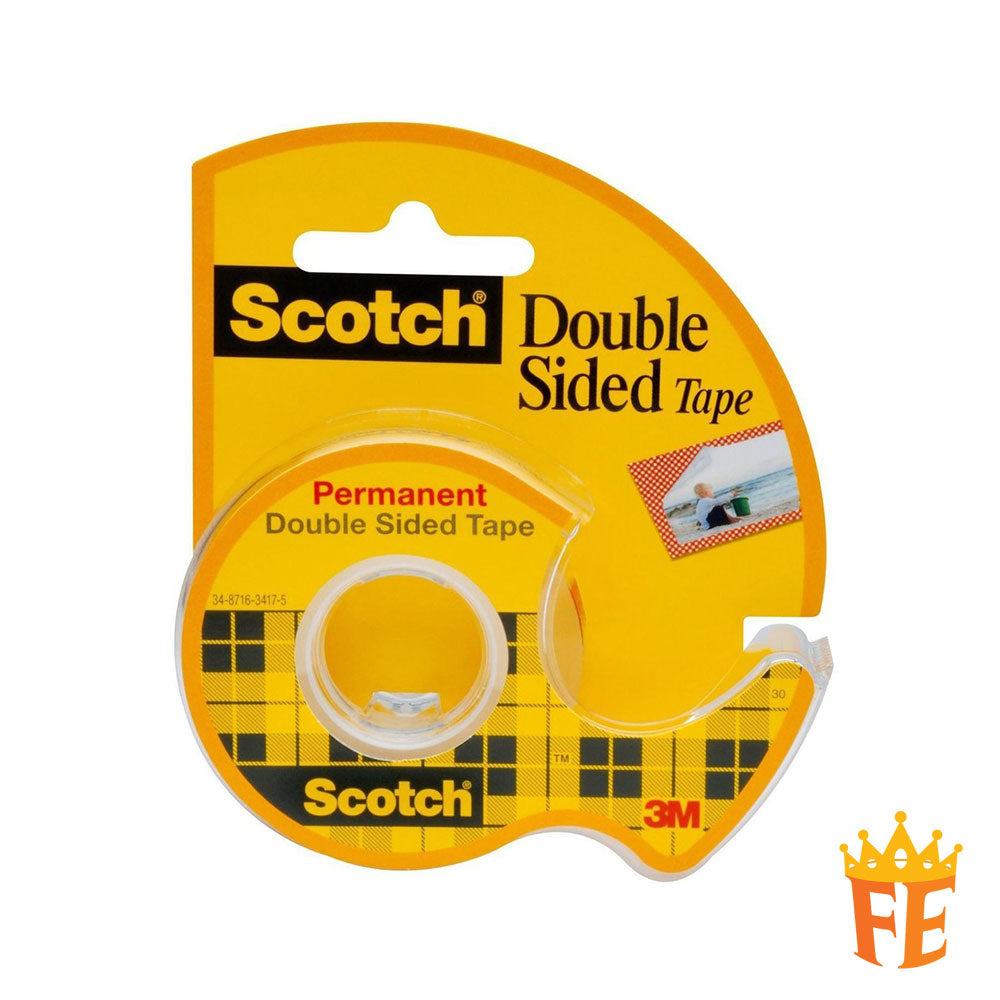 Scotch MMM137 Doppelseitiges Permanentklebeband im Handabroller 1" Kern 0.5" X 37.5 Fuß Transparent