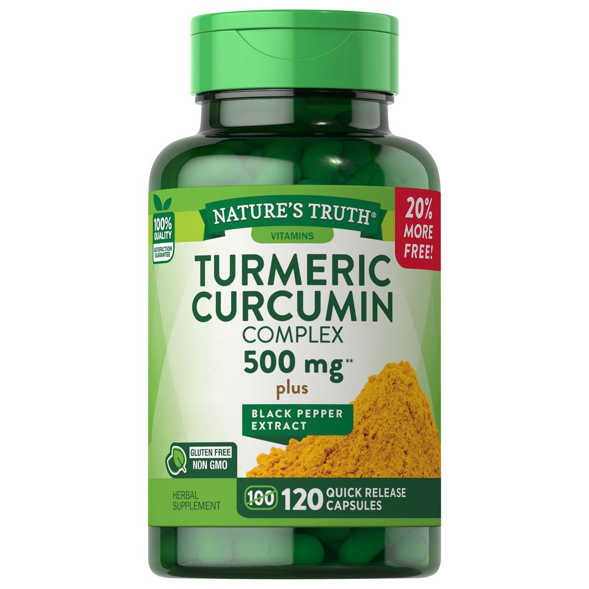 Nature's Truth Kurkuma-Curcumin-Komplex, Plus Schwarzer-Pfeffer-Extrakt, 500 mg, Kapseln mit schneller Freisetzung