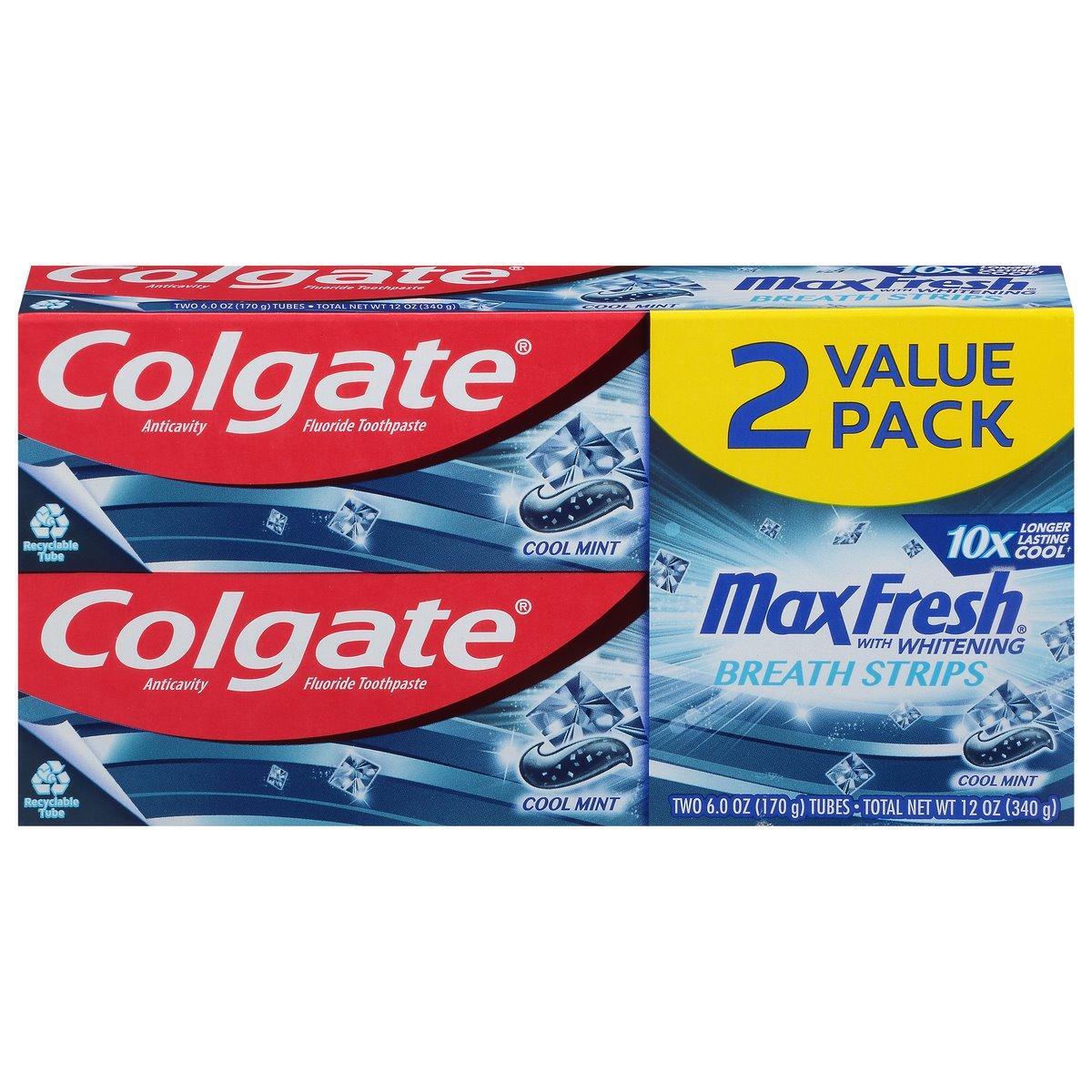 Colgate Zahnpasta, Cool Mint, Atemstreifen, 2er-Vorteilspack