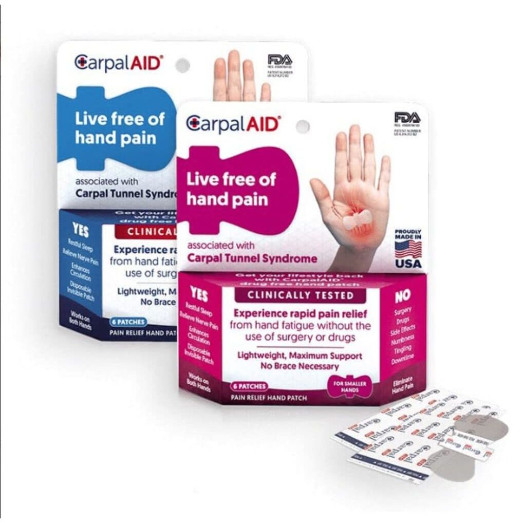 Marke CarpalAid Schmerzlinderung Handpflaster – 6 Pflaster für größere Hände
