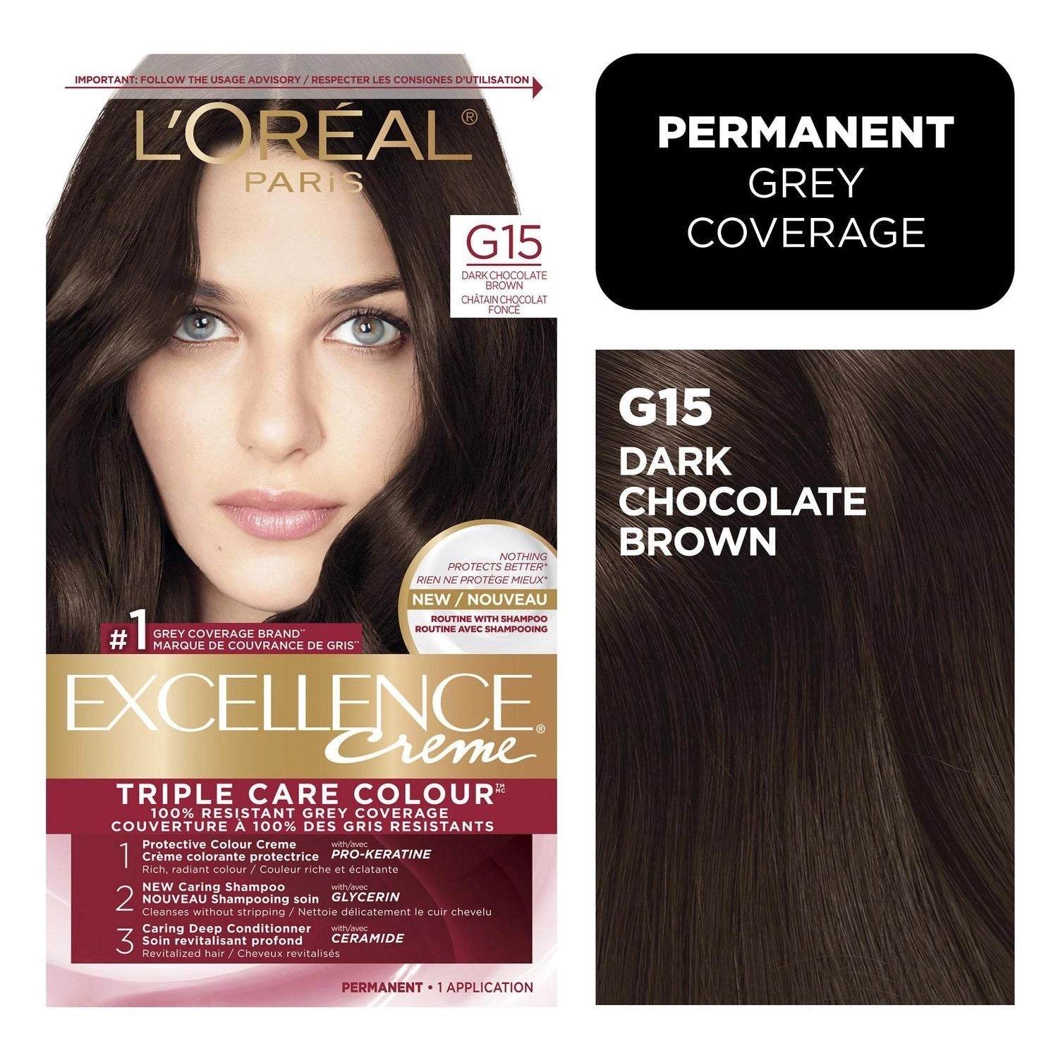 Excellence L'Oréal Paris Permanente Haarfarbe mit Dreifachschutz – 6.3 fl oz – 4AR Dunkles Schokoladenbraun – 1 Packung