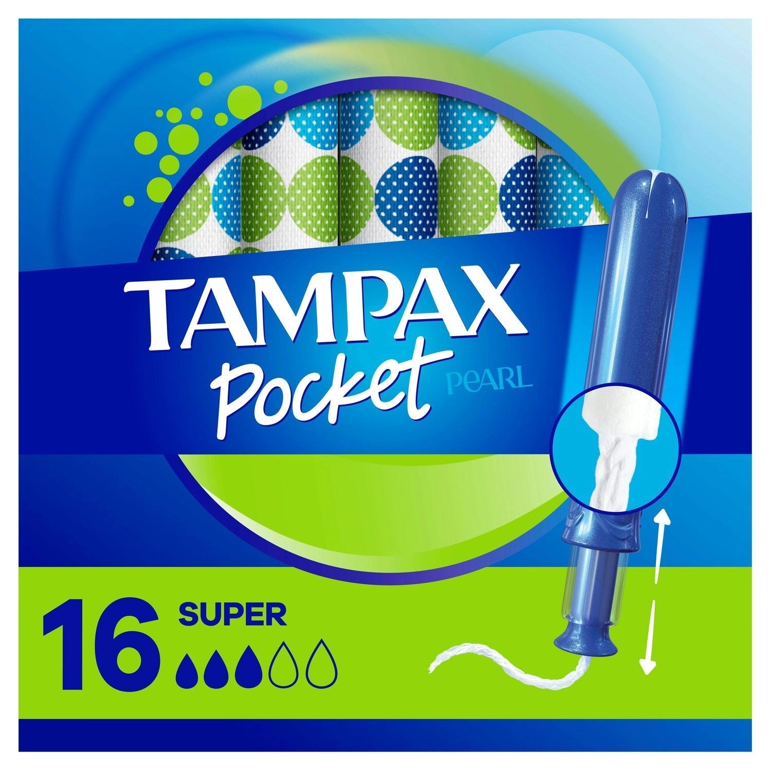 Tamponë Kompaktë Tampax Pocket Pearl me Përthithje Super, me Aplikator Plastik pa BPA dhe Mbrojtje Kundër Rrjedhjes LeakGuard, pa Aromë