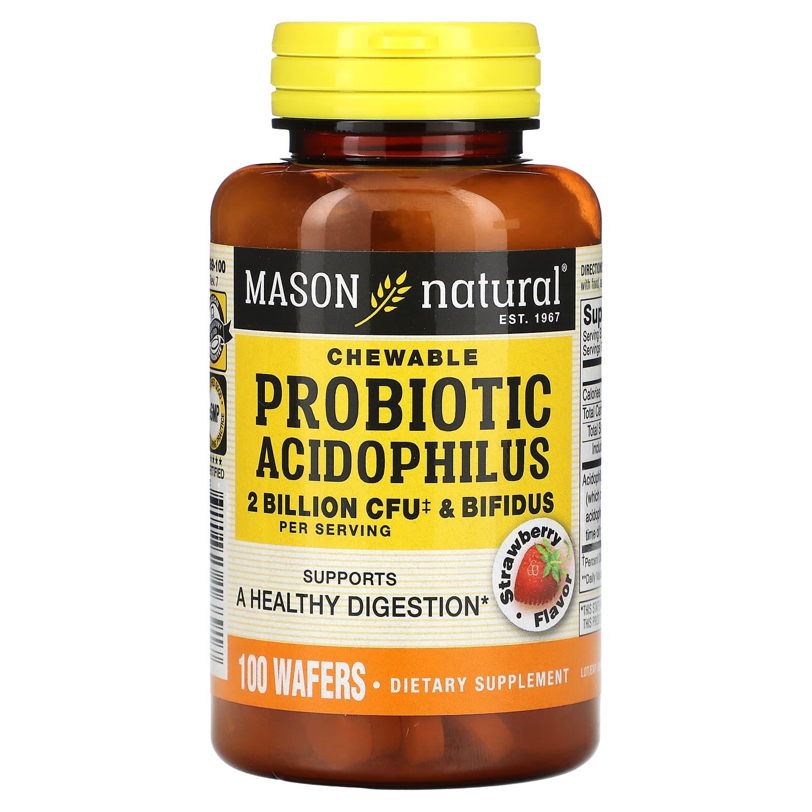 Mason Natural Chewable Acidophilus mit Bifidus-Waffeln Erdbeere