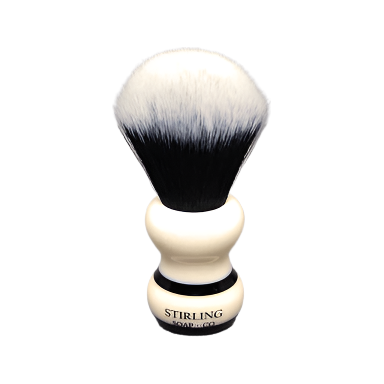 Stirling Soap Co. Synthetischer 2-Band Rasierpinsel mit schwarzem Streifen-Griff