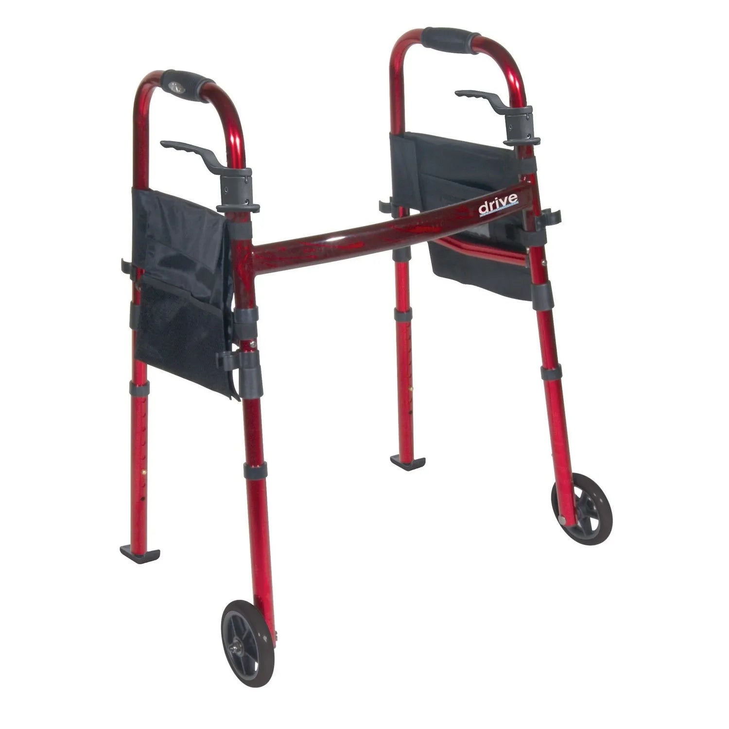 Drive Medical Tragbarer Faltbarer Reise-Rollator mit 5-Zoll-Rädern und hochklappbaren Beinen