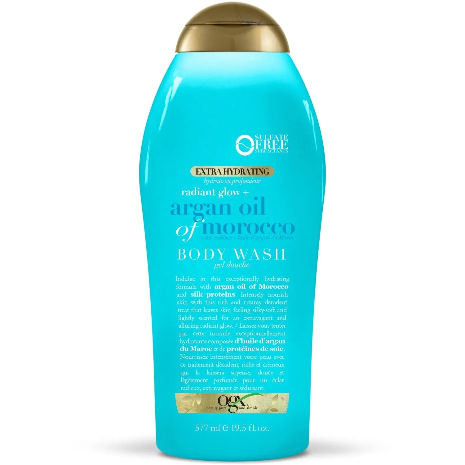 OGX Radiant Glow + Arganöl aus Marokko Extra Feuchtigkeitsspendendes Duschgel, 577 ml