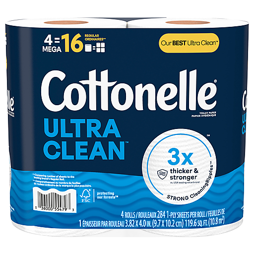 Cottonelle Ultra Clean Toilettenpapier, 4 Mega-Rollen