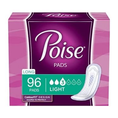 Bende Inkontinence Poise për Gra, Thithje e Lehtë, Gjatësi e Gjatë, 96 copë (4 pako me nga 24) (Paketimi mund të ndryshojë)