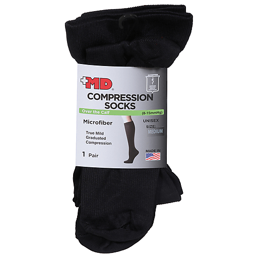 +MD Md Mikrofaser Over-The-Calf Kompressionssocken Schwarz, Medium
