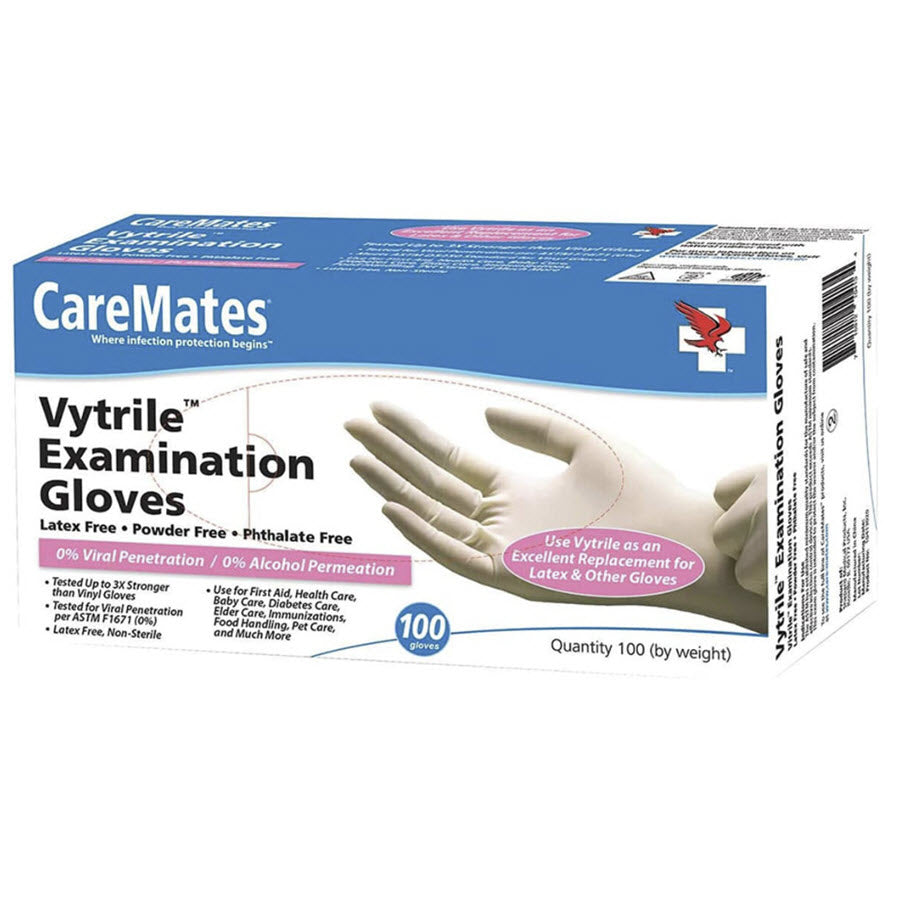CareMates Vytrile Untersuchungshandschuhe – Latexfrei & Puderfrei – Größe M, 100 Stück
