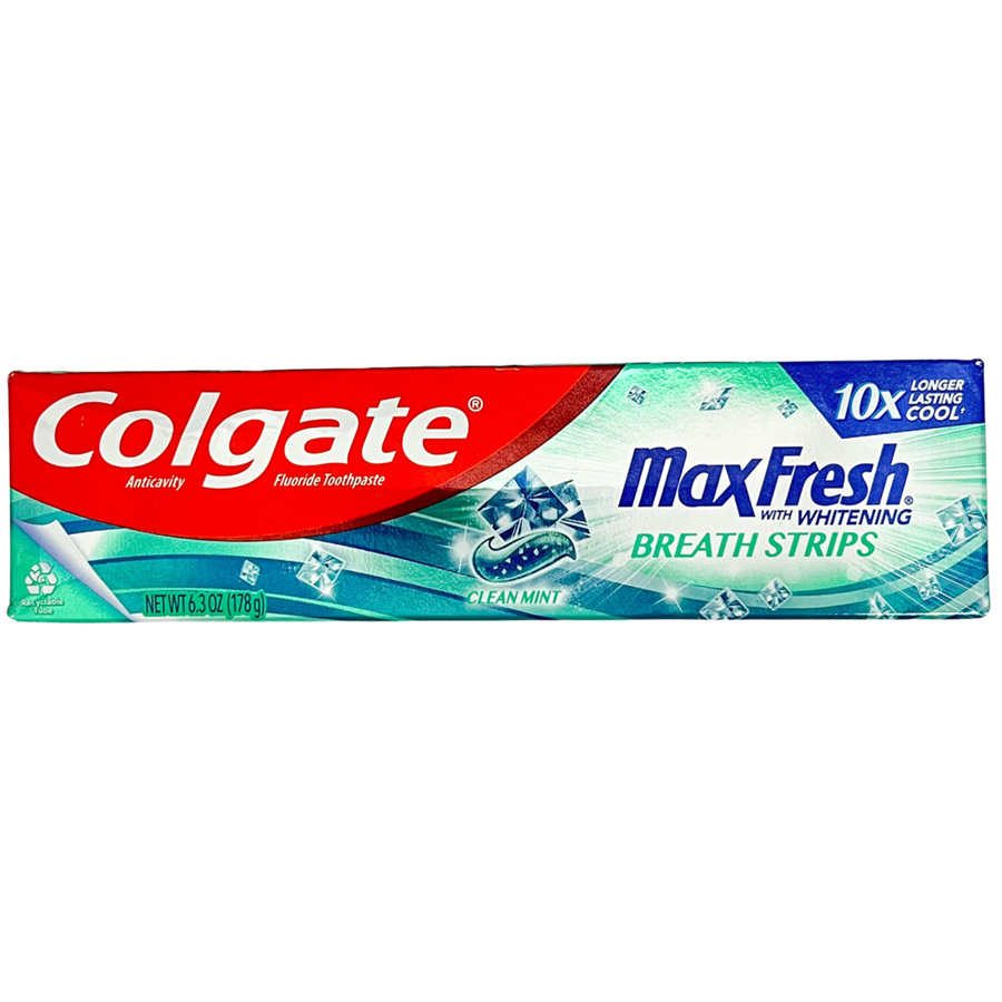Colgate Max Fresh Whitening Antikaries-Fluorid-Zahnpasta mit Atemstreifen, Clean Mint