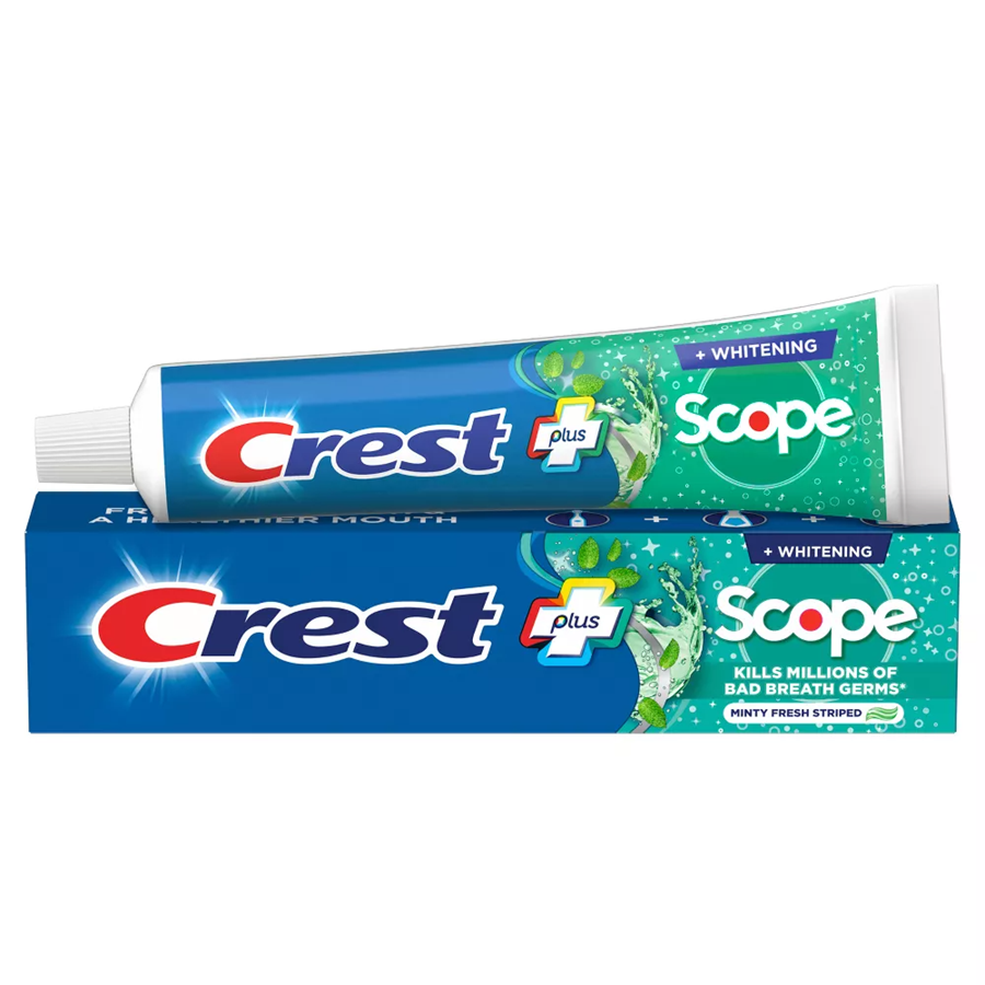 Crest Complete Plus Whitening Scope Minzfrische gestreifte Fluorid-Zahnpasta, 153 g
