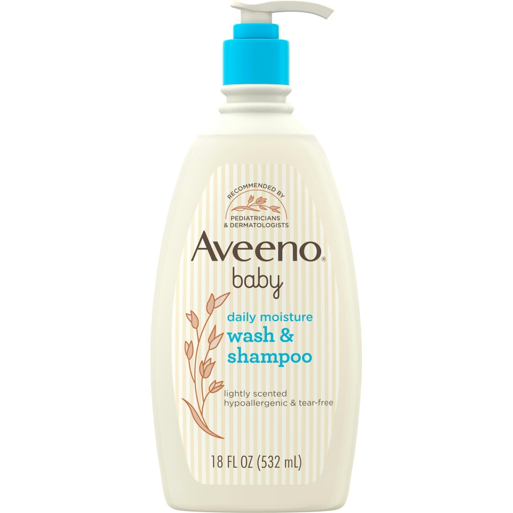 Aveeno Baby Daily Moisture larës i butë për larjen në vaskë dhe shampo – 532 ml