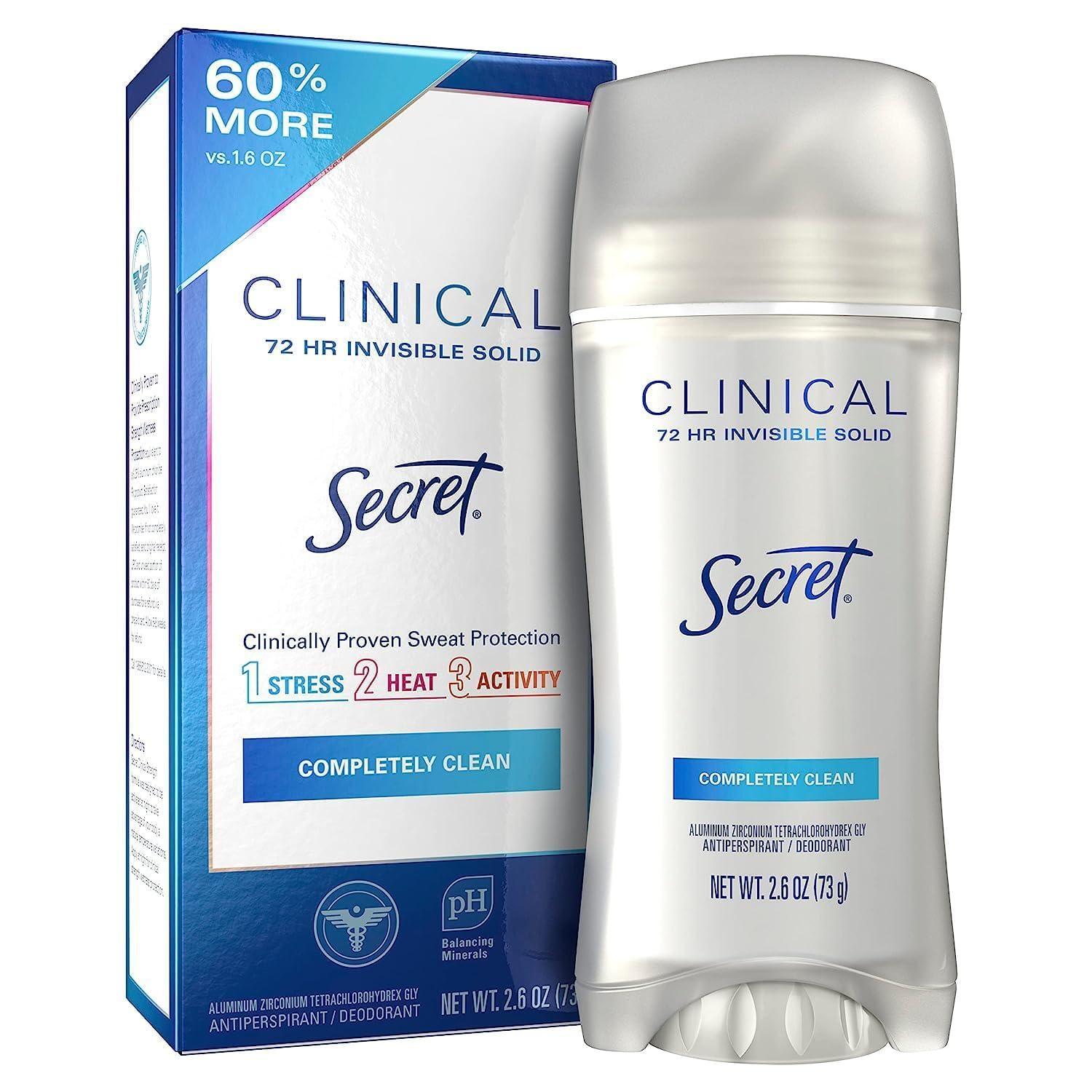Antiperspirant & Deodorant Secret Clinical Strength Completely Clean Invisible Solid 73g