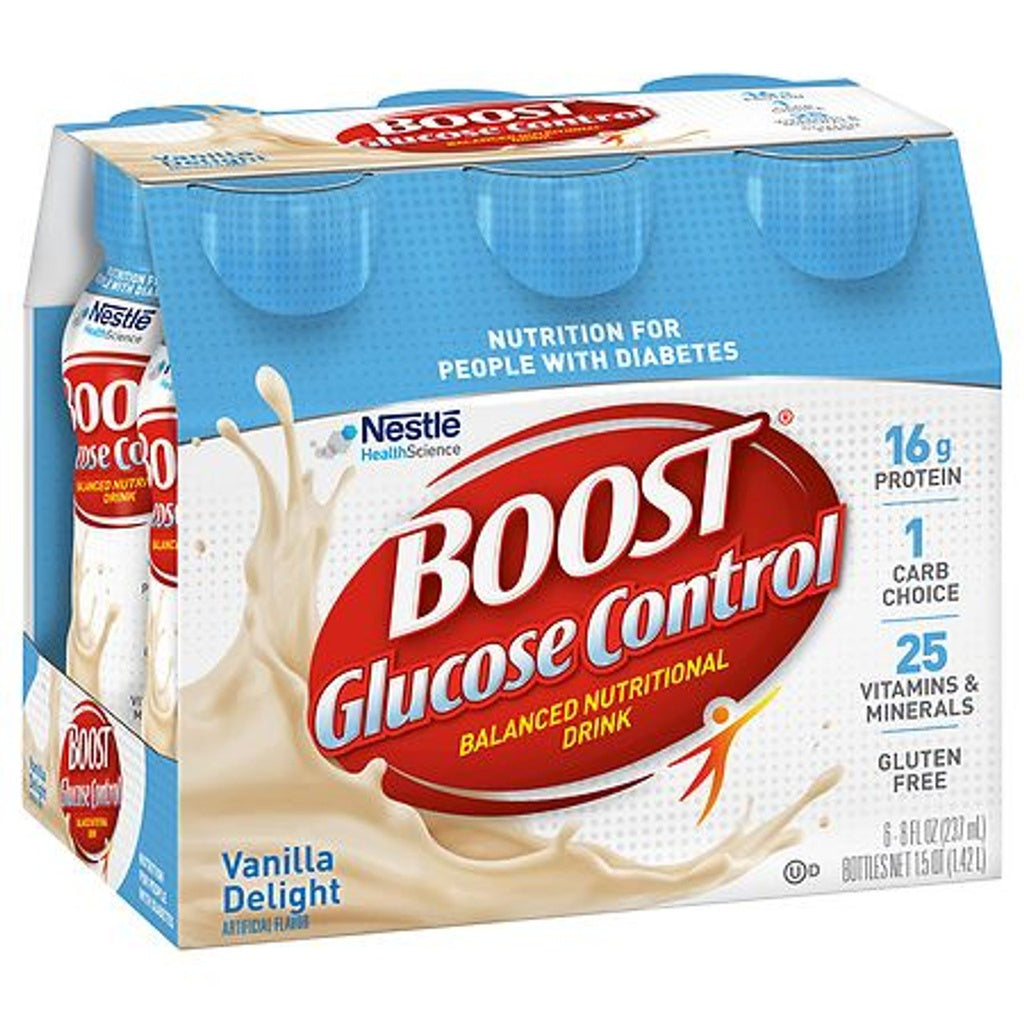 Pije ushqyese Boost Glucose Control, me vanilje të pasur, Menaxhim për personat me diabet, Shishe 8 fl oz, 6 copë