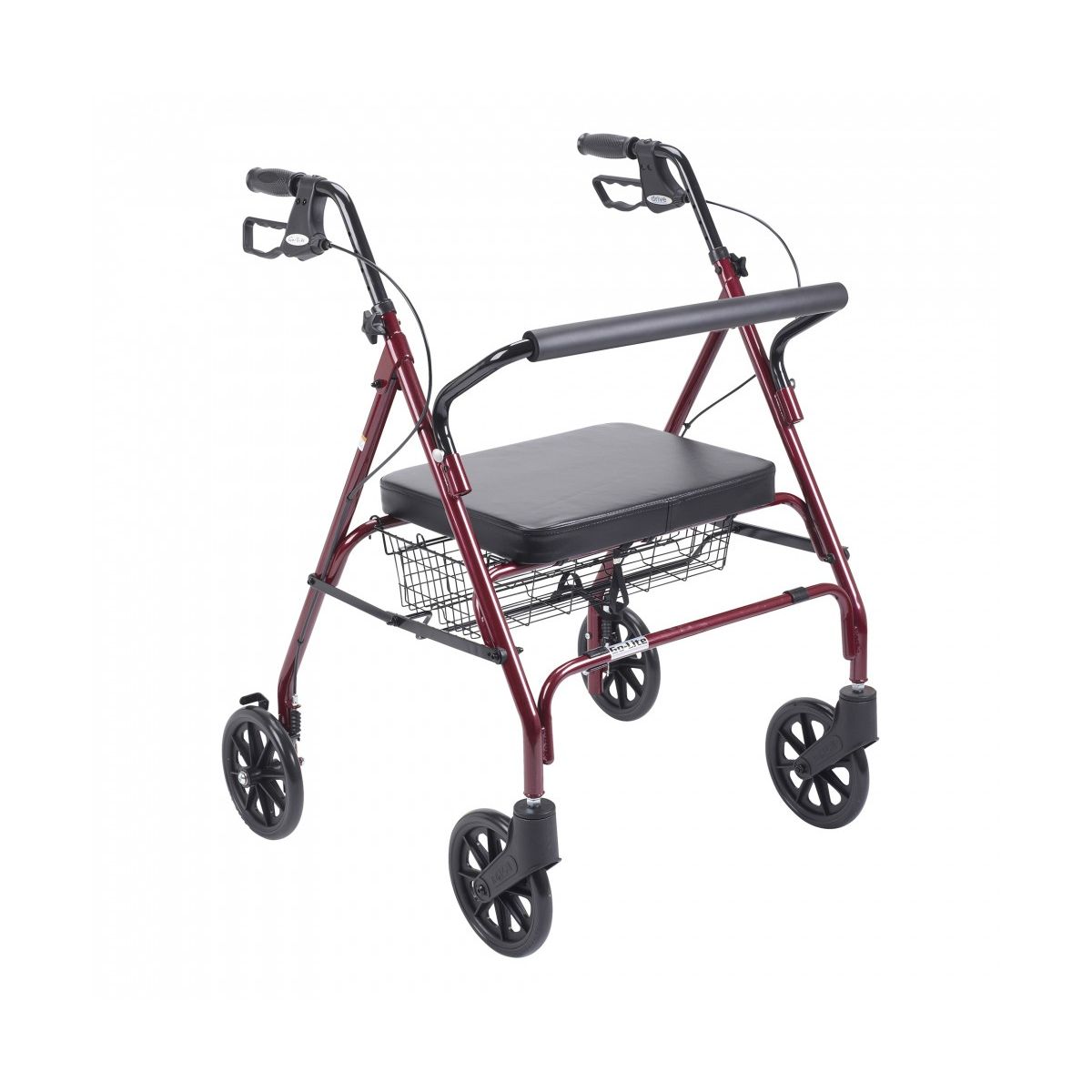 Drive Medical Schwerlast-Bariatric-Rollator Rot mit großer gepolsterter Sitzfläche