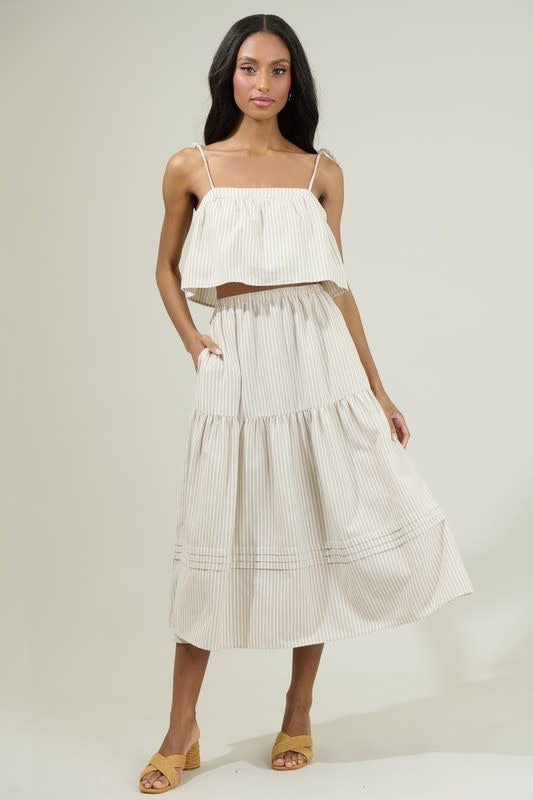 Everlanes Striped Crop Top - Tan/White