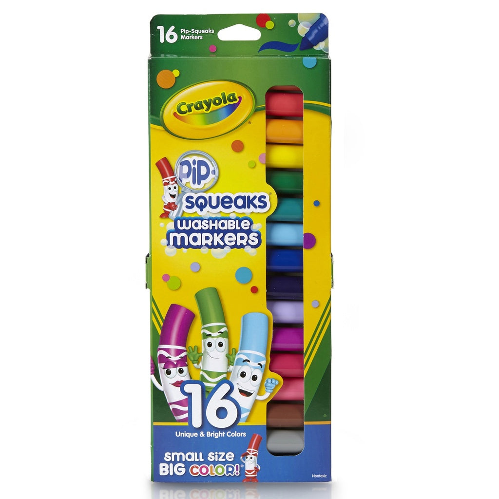 Markerë të larë të hollë Crayola Pip-Squeaks, 16 copë - Ngjyra të shndritshme
