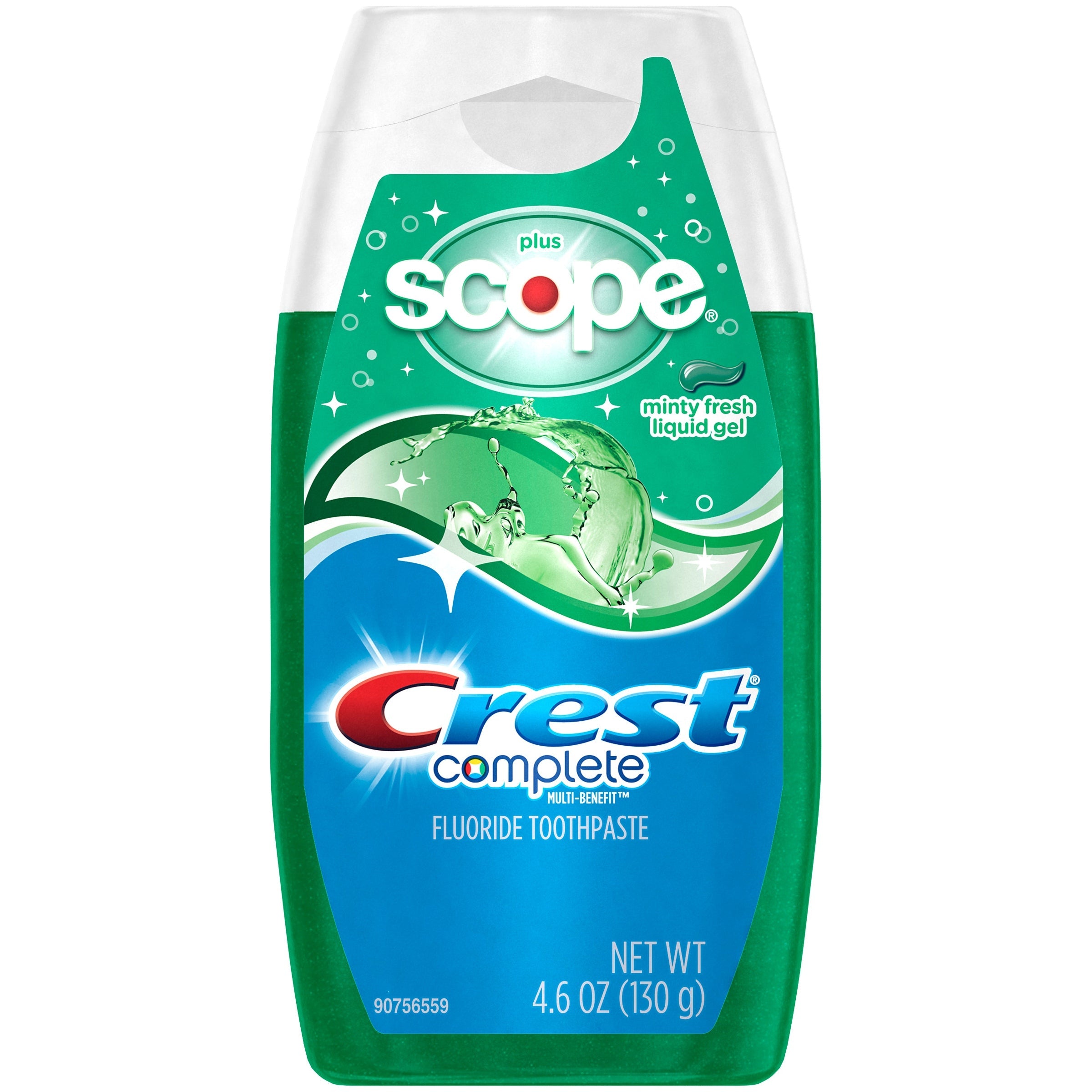 Crest Complete Whitening Plus Scope Multi-Benefit Fluorid-Flüssiggel-Zahnpasta, Minty Fresh, 4.6 Unzen