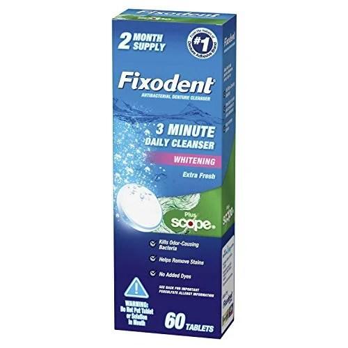Fixodent Plus Scope Tägliche Reinigungstabletten für Zahnprothesen, 60 Stück (2 Monatsvorrat)