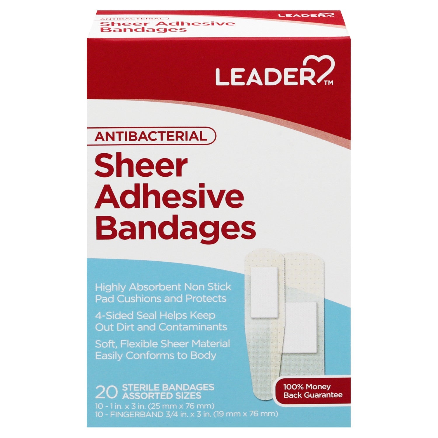 Leader® Antibakterielle, sortierte, transparente Pflaster – stark absorbierend