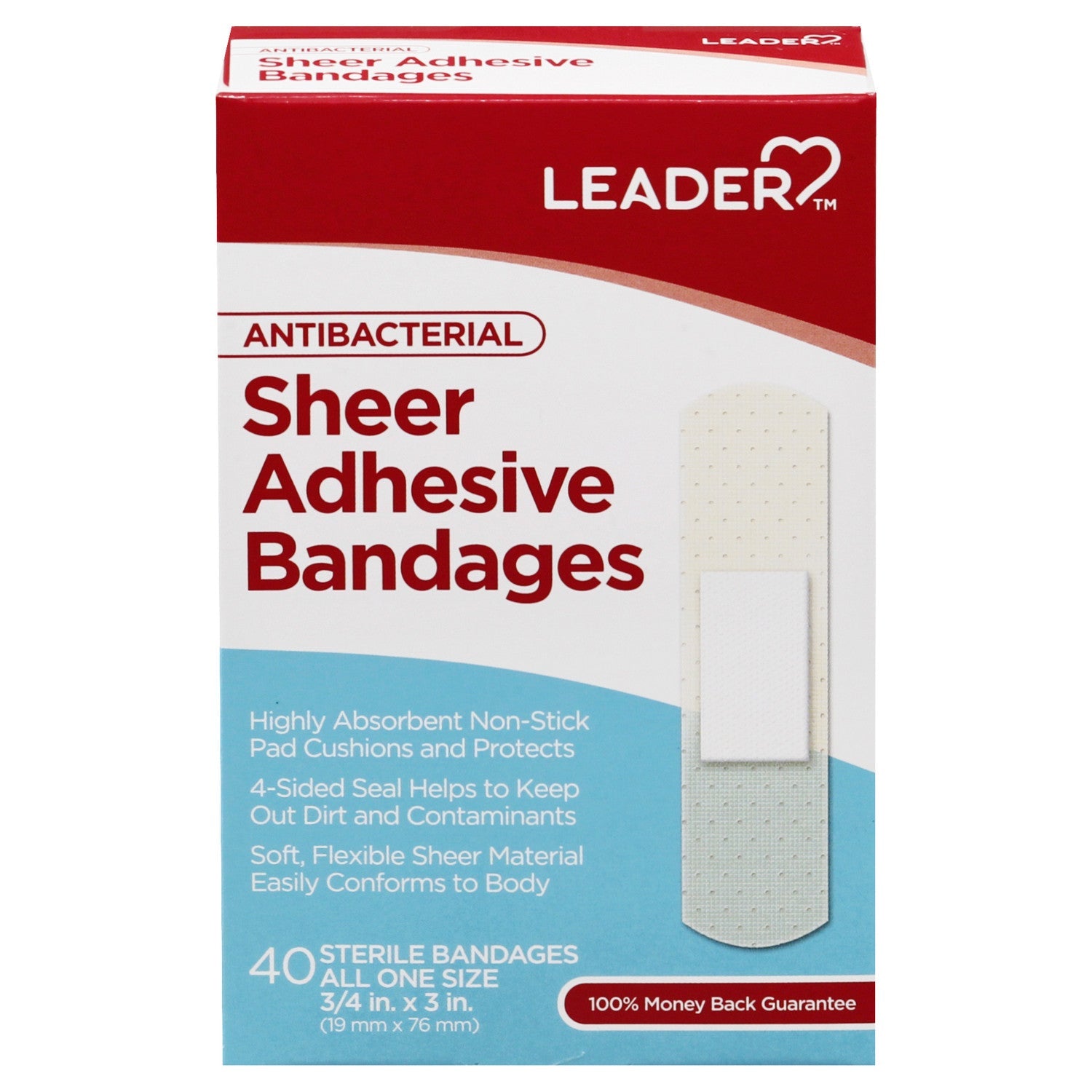 Leader Wundschnellverband transparent antibakteriell 1,9 x 7,6 cm, 40 Stück