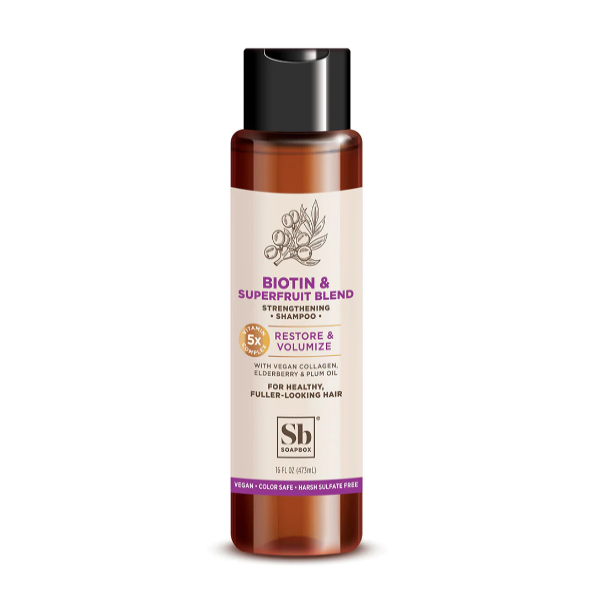 Soapbox Shampoo, Stärkend, Biotin & Superfrucht-Mischung, Wiederherstellung & Volumen 473 ml