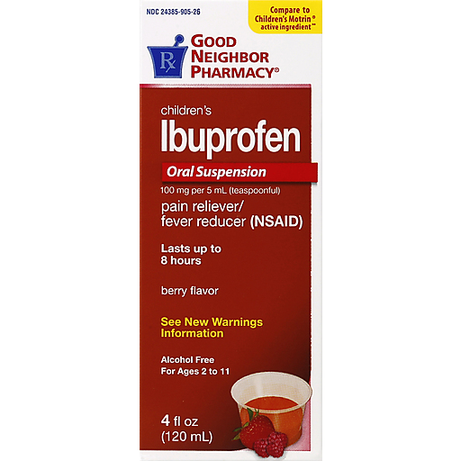 Good Neighbor Pharmacy GNP Ibuprofen Suspensione për fëmijë me shije manaferre 4 Oz