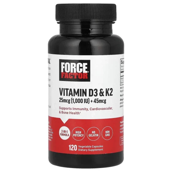 Force Factor® Vitamin D3 & K2 – 120 pflanzliche Kapseln