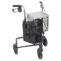 Drive Medical 3-Rad-Rollator mit Korb, Tablett und Tasche, flammrot