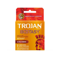 Trojan Ecstasy Ultra Gerippte, Gleitmittelbeschichtete Latexkondome, Packung mit 3 Stück