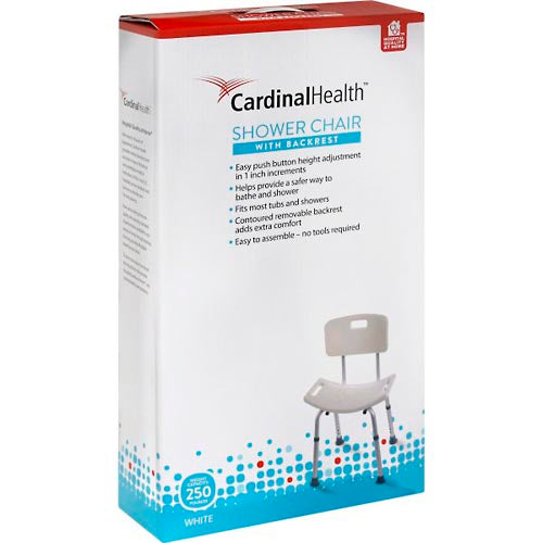 Cardinal Health™ Duschstuhl mit Rückenlehne – Verstellbarer Sicherheitssitz (Weiß)