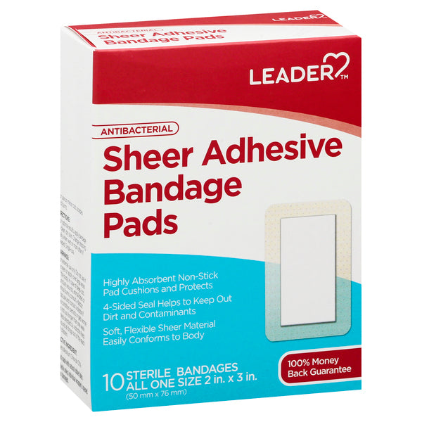Leader Heftpflaster-Pads, transparent, antibakteriell, Einheitsgröße, 10 St.