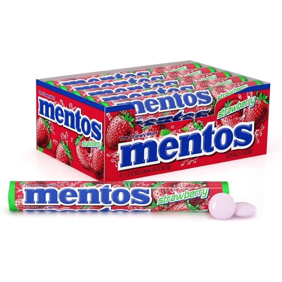 Mentos Strawberry Kaubonbon-Rollen, 15 Stück (15er Pack)