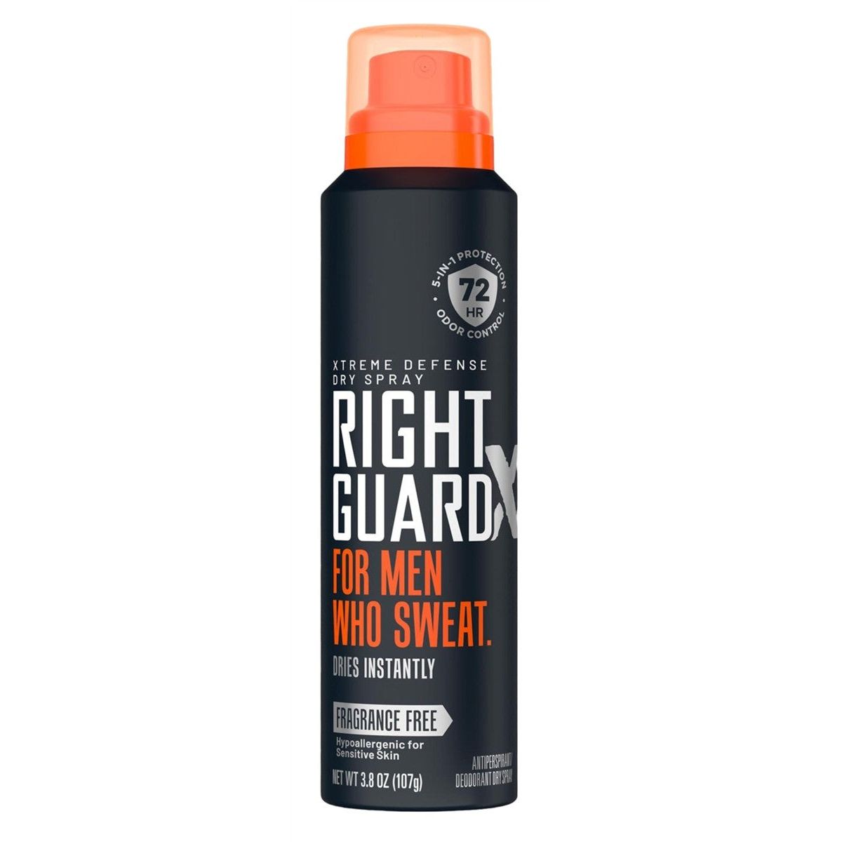 Right Guard Xtreme Defense Dry Spray Ohne Duftstoffe 107g für Männer