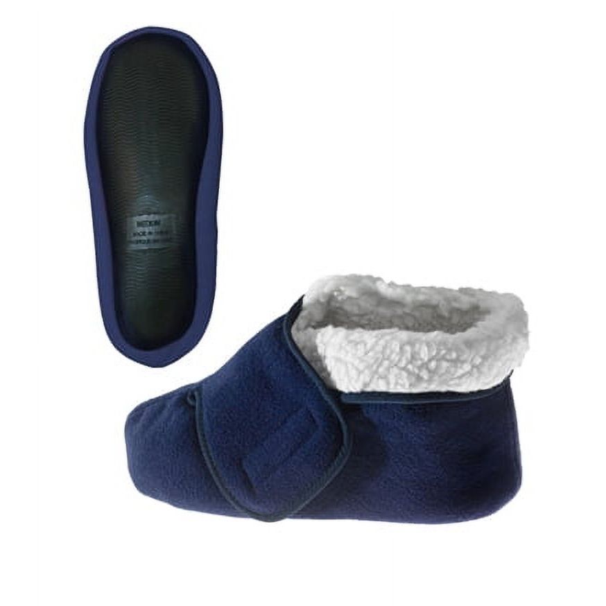 Silverts Herren- und Damen-Hausschuhe, extra weit, weiches Fleece, Diabetiker-Bootie, für Senioren, XS, Marineblau