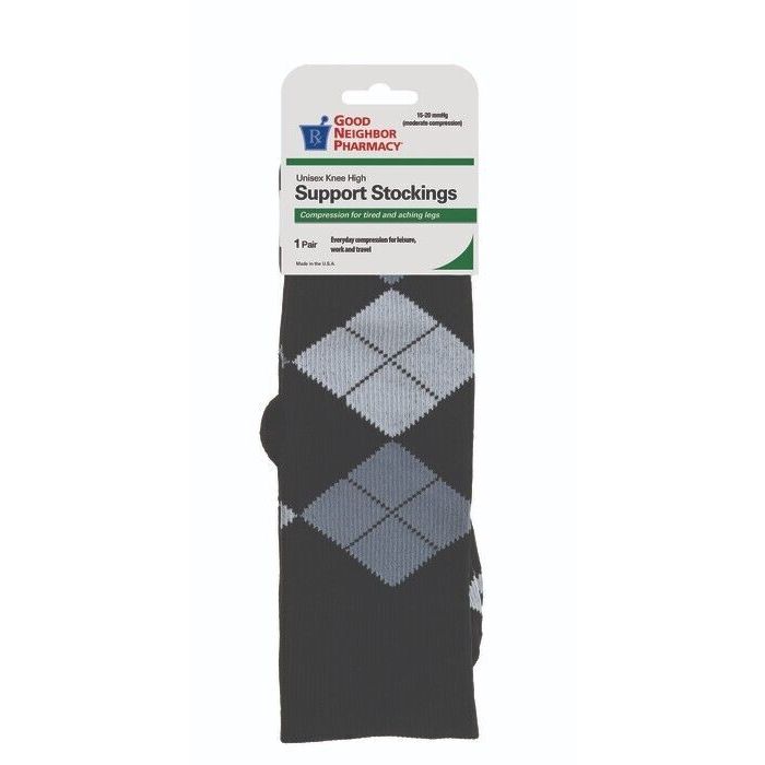 Çorape mbështetëse GNP 15-20mmHg kompresion Unisex deri tek gjuri gri Argyle - Të vogla