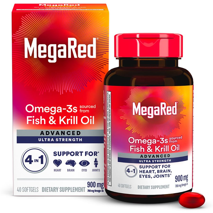 MegaRed Advanced 4in1 500mg Omega-3 Fisch + Krillöl Nahrungsergänzungsmittel Softgel