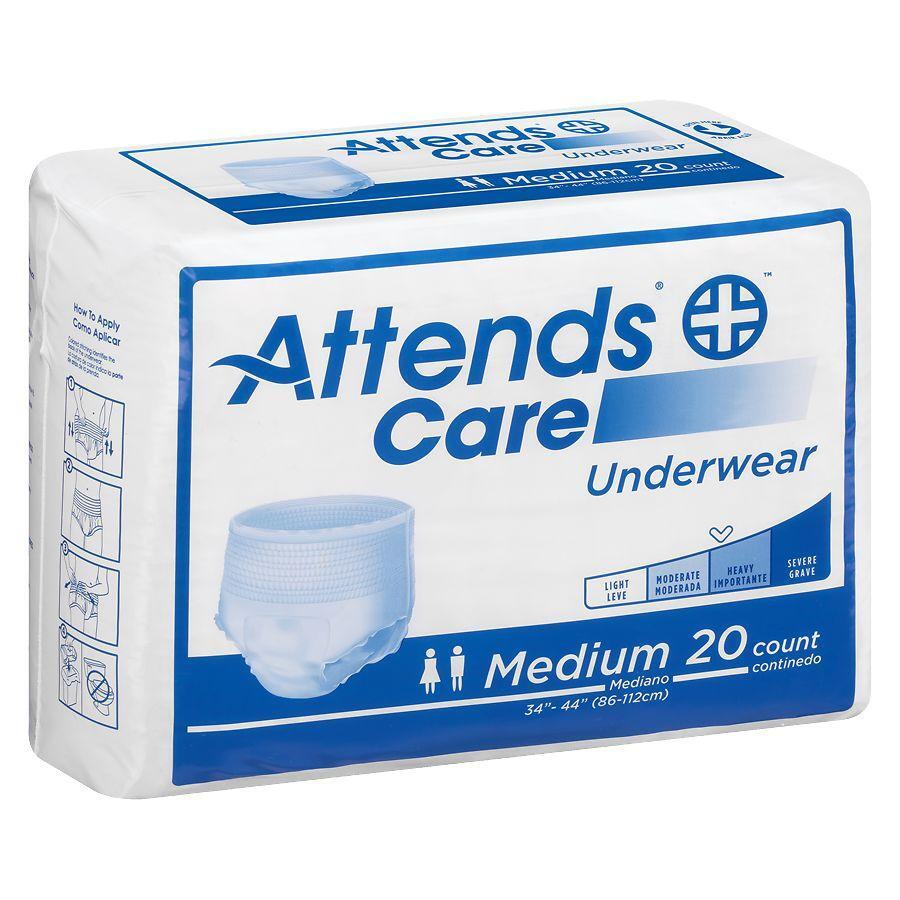 Attends Care Underwear – Medium, Moderate Saugstärke (80 Stück / 4 Packungen à 20)