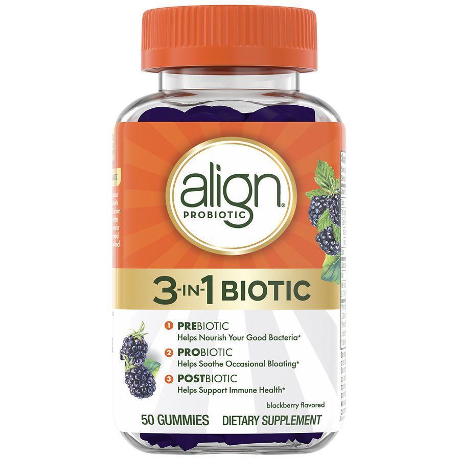 Align Daily Probiotische Gummibärchen, Unterstützung der Verdauungsgesundheit, Brombeergeschmack, 50 Kautabletten