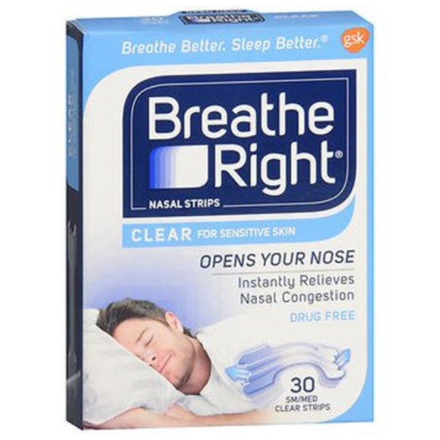 Breathe Right Nasenpflaster, für empfindliche Haut, S/M, Transparent