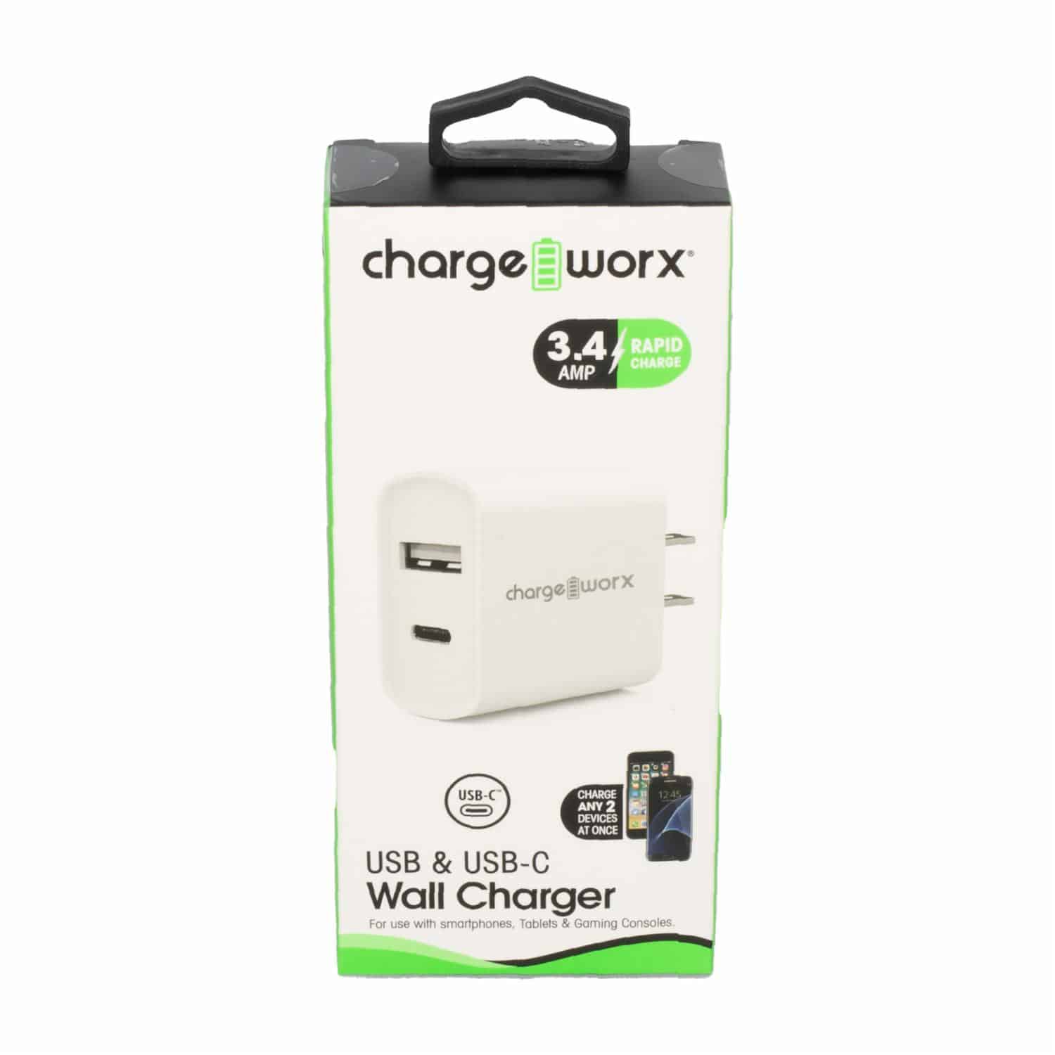 ChargeWorx® Dual-USB-Wandladegerät – Weiß