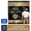 Depend Real Fit Unterwäsche für Männer Maximale Saugfähigkeit L-XL 12 Stück