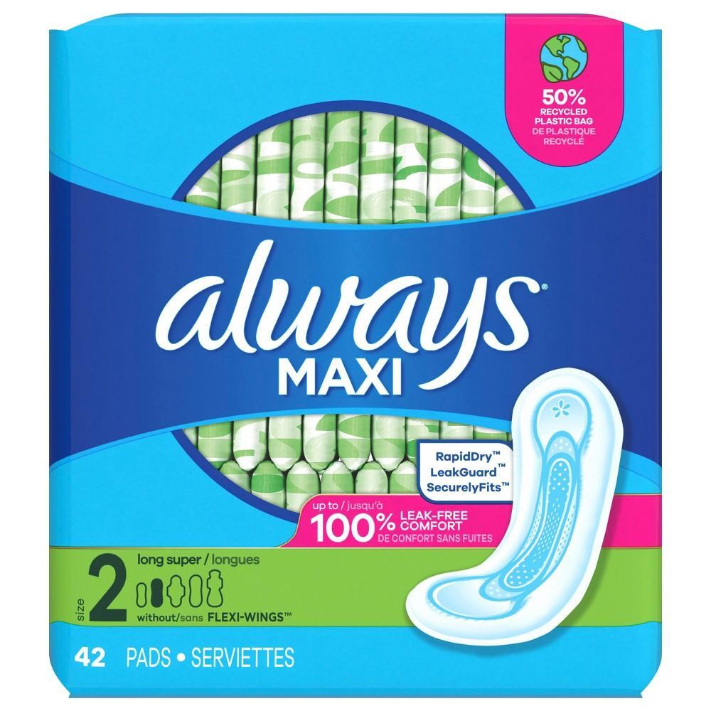 Always Maxi Binden mit Flügeln, Größe 2 Lang, Geruchsneutral, 42 Stück