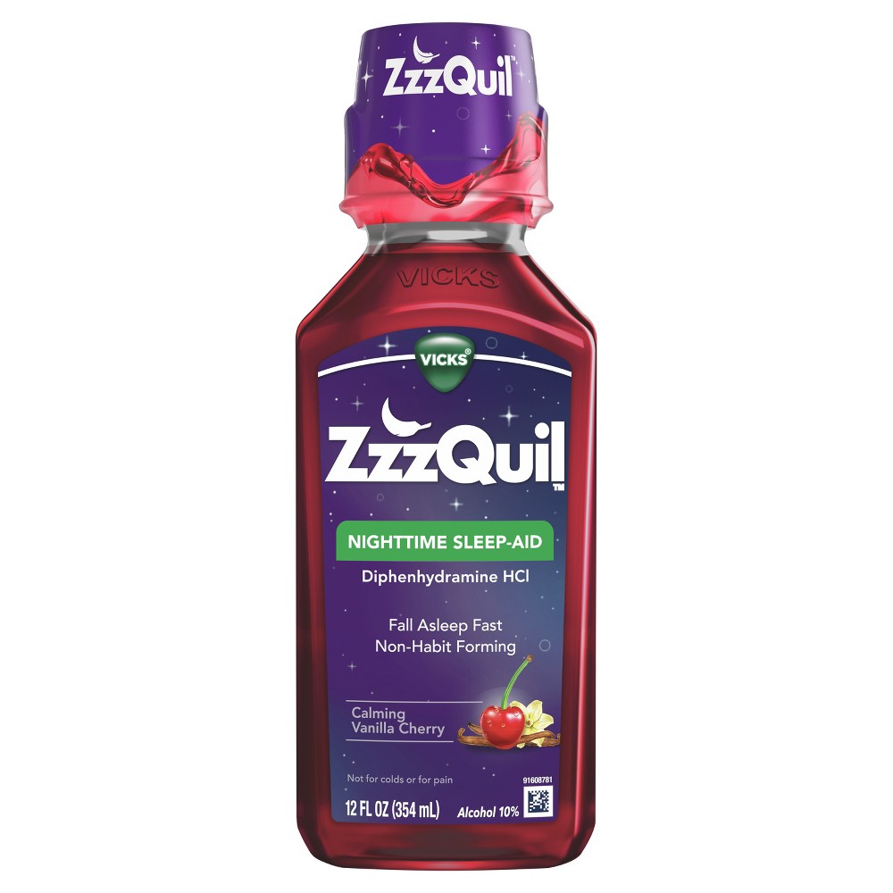 Vick's ZzzQuil Gute Nacht Beruhigende Vanille-Kirsche Schlafmittel 354 ml