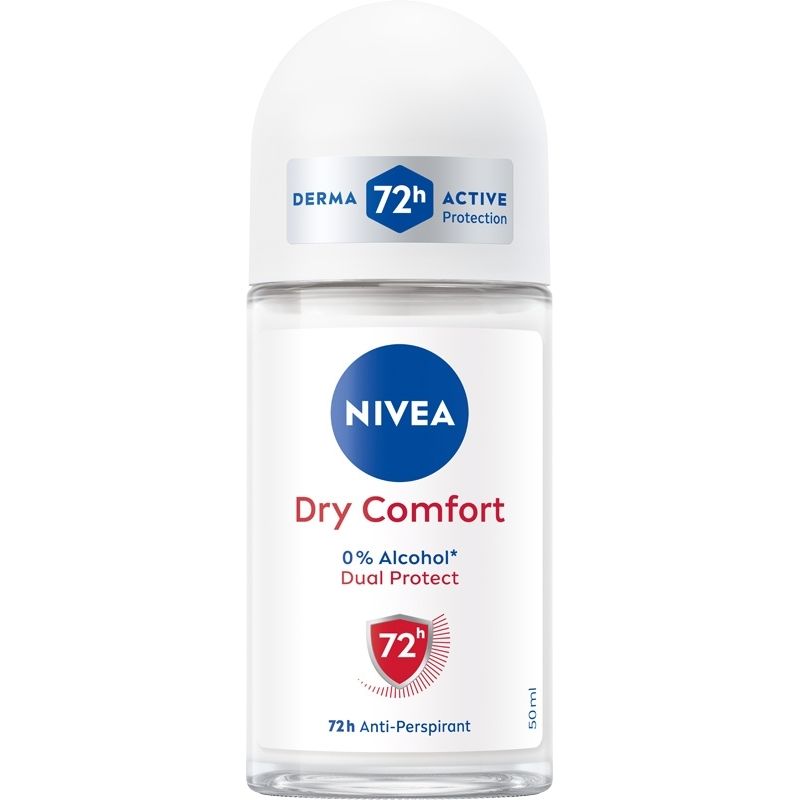 NIVEA Dry Comfort 72h Anti-Transpirant Roll-on 50ml – Dual Protect Formel & 0% Alkohol