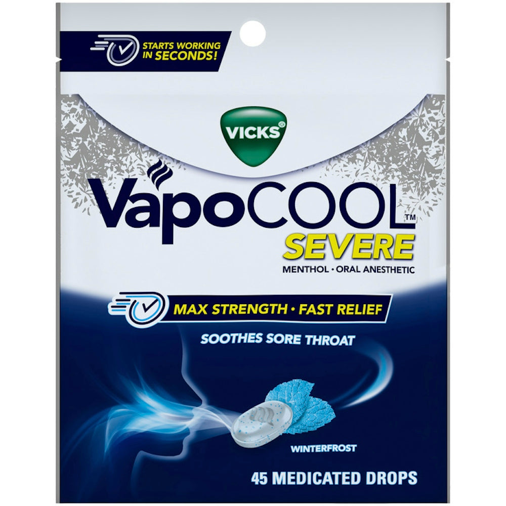 Vicks® VapoCool™ Pika Mediku të Fortë me Fuqi Maksimale – Winterfrost (45 copë)