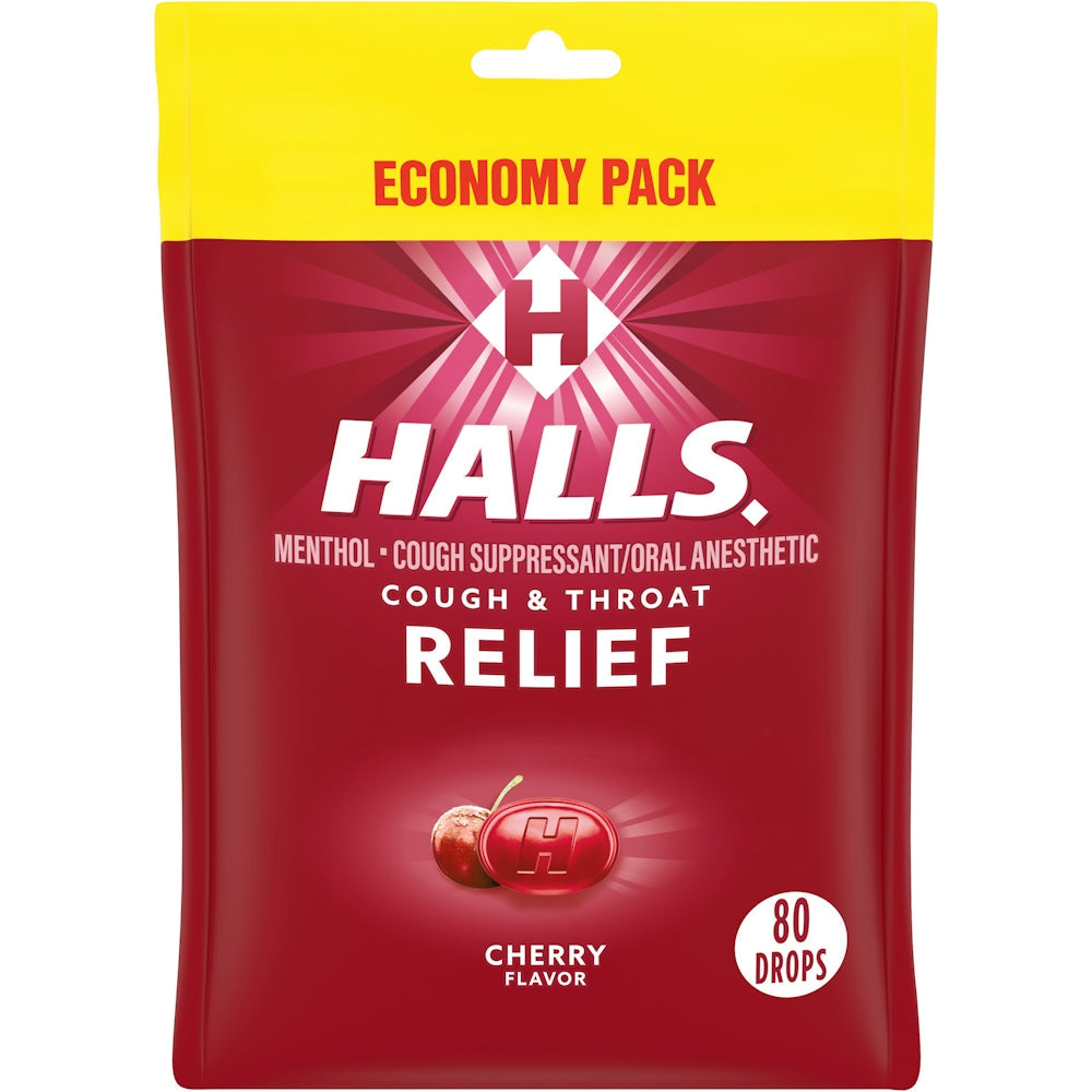 Halls Lehtësim për Kollën dhe Fytin, Shije Qershie, Karamele, Paketim Ekonomik
