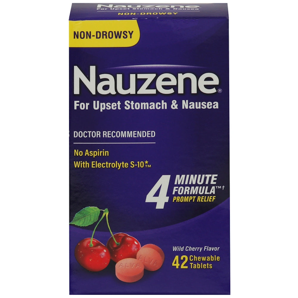 Nauzene Wilder Kirschgeschmack Macht nicht müde Für Magenverstimmung & Übelkeit Kautabletten
