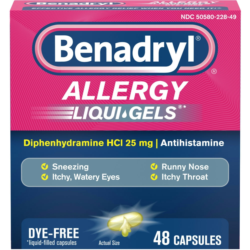 Benadryl Allergy, Farbstofffrei, 25 mg, Kapseln